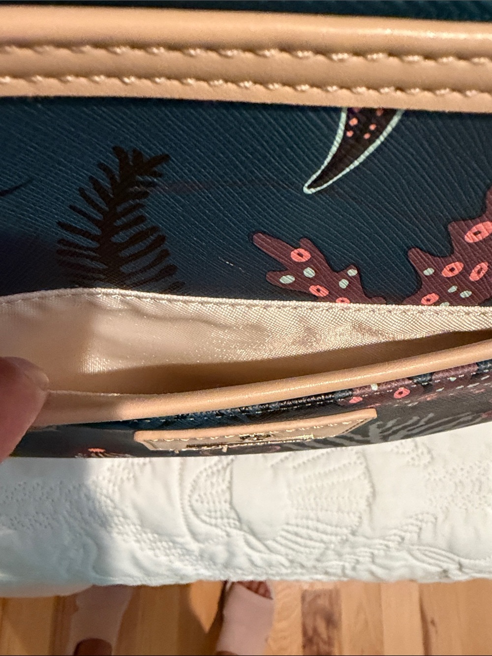 Spartina 449 Mystic Mermaid luggage laptop Tote with Tan Trim - extra large ! - Picture 3 of 9